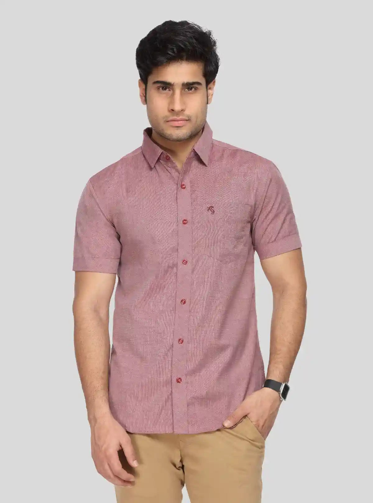 Men's Dusted Red Half Sleeve Shirt – Cool, Casual & Summer-Ready Style | Buy Online at  Boer and Fitch