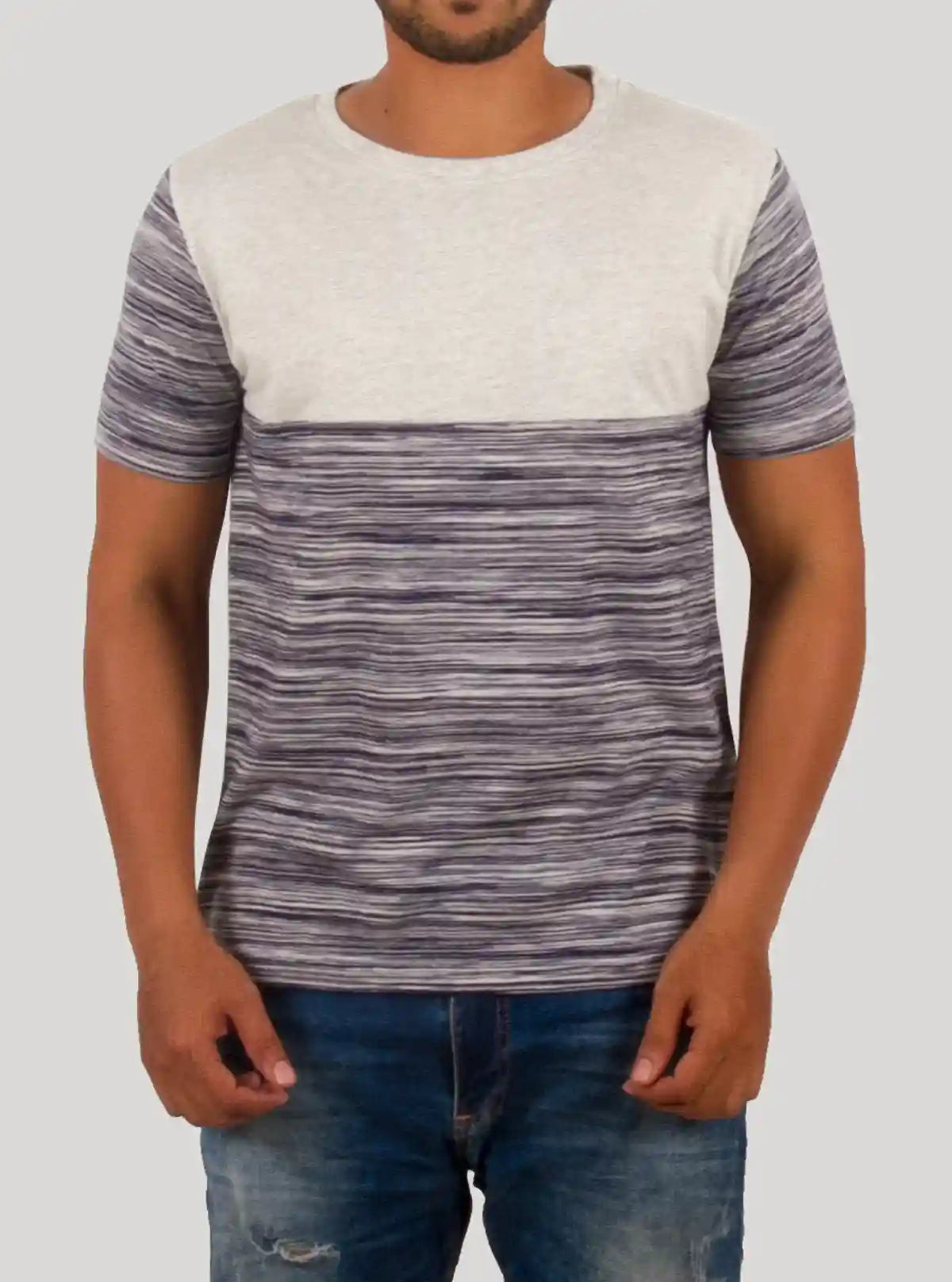 Men’s Ecru Pin Stripe Crew Neck T-Shirt – Stylish & Comfortable | Boer & Fitch | Buy Online at  Boer and Fitch