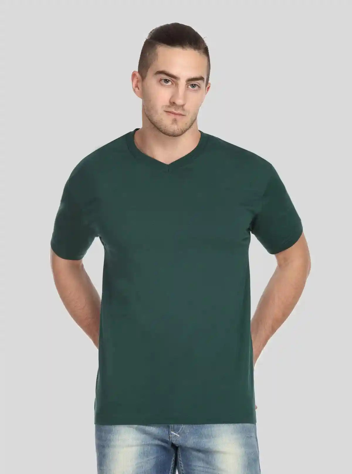Men’s Forest Green Basic V-Neck T-Shirt – Classic Fit Premium Cotton Tee | Buy Online at  Boer and Fitch