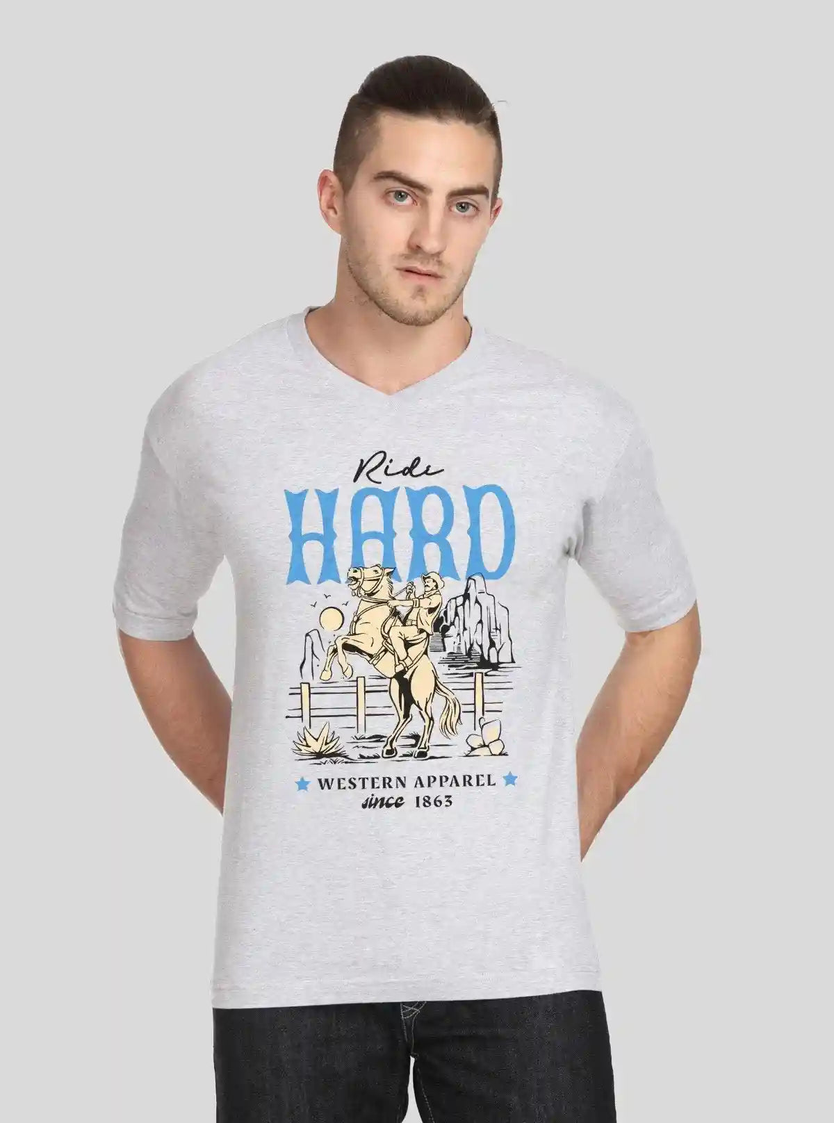 Men’s Grey Melange Vintage Print T-Shirt – Retro Look, Modern Comfort | Buy Online at  Boer and Fitch