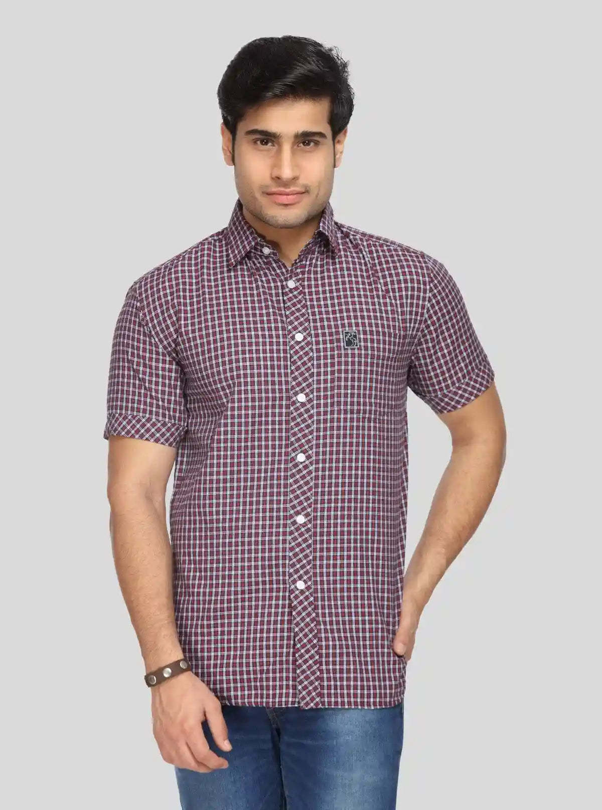 Men's Maroon Checked Shirt – Classic, Warm-Toned & Effortlessly Stylish | Buy Online at  Boer and Fitch