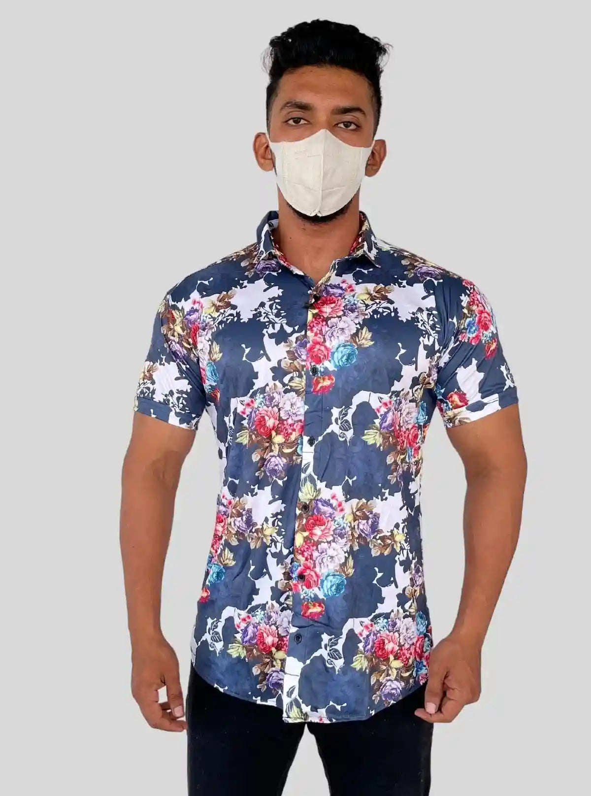 Men’s Multi-Color Printed Short Sleeve Shirt in Premium Poly Spun Fabric | Buy Online at  Boer and Fitch