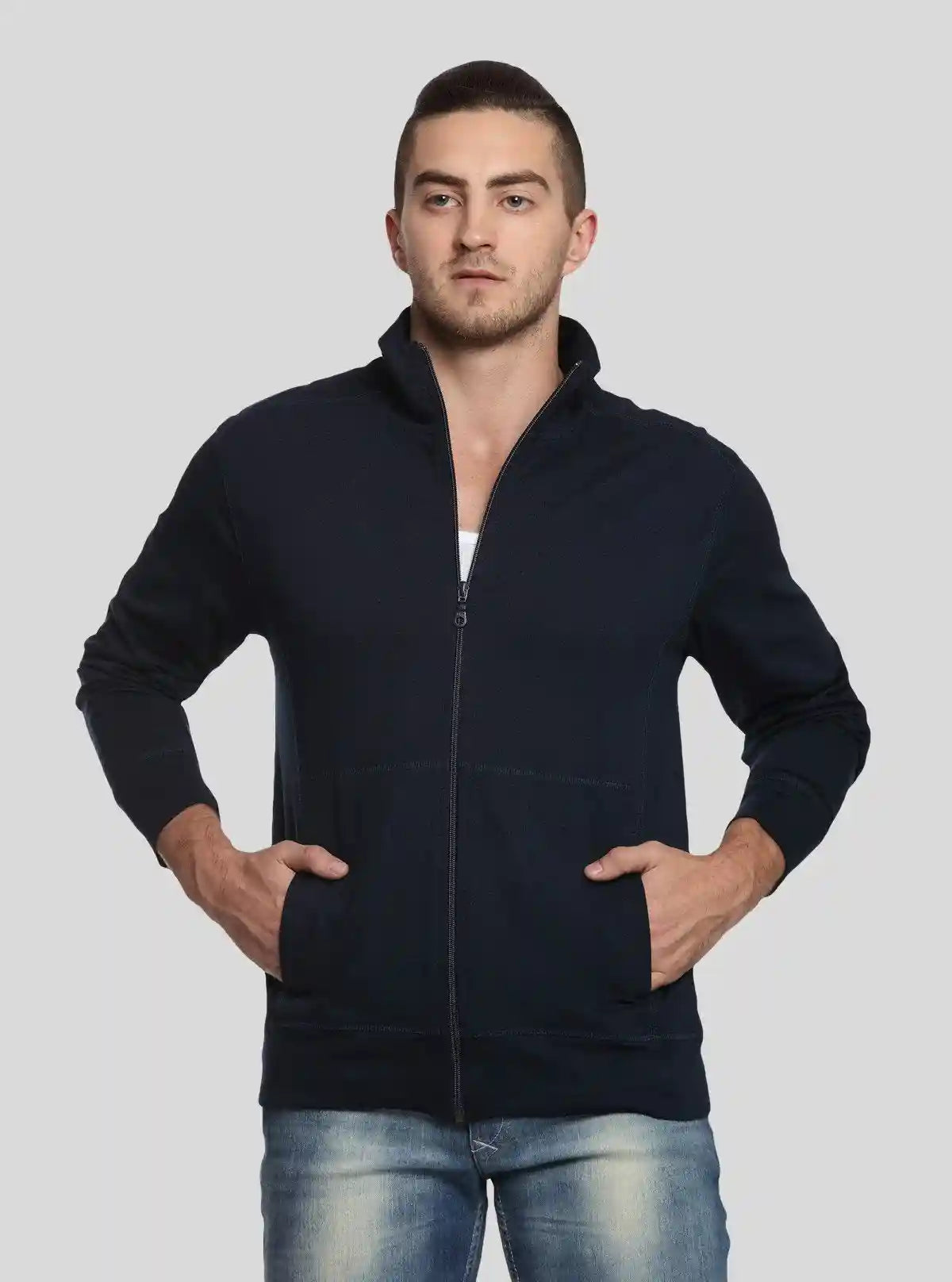 Men’s Navy Full Zipper Cardigan – Sleek Warmth with Everyday Versatility | Buy Online at  Boer and Fitch
