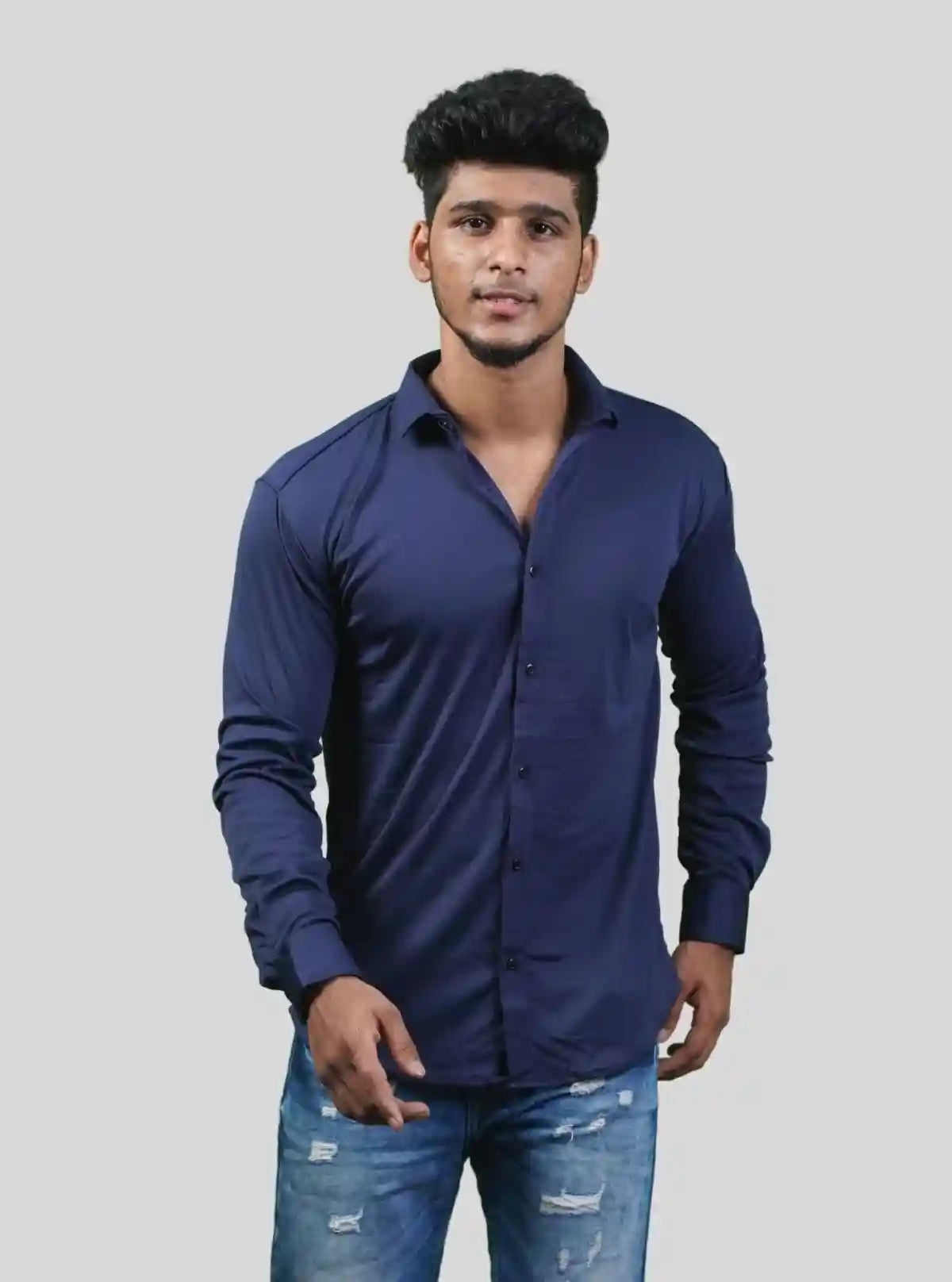 Men's Navy Long Sleeve Poly Shirt – Sharp, Sophisticated & Versatile by Boer and Fitch from Boer and Fitch | Buy Online at gep32c-qs.myshopify.com