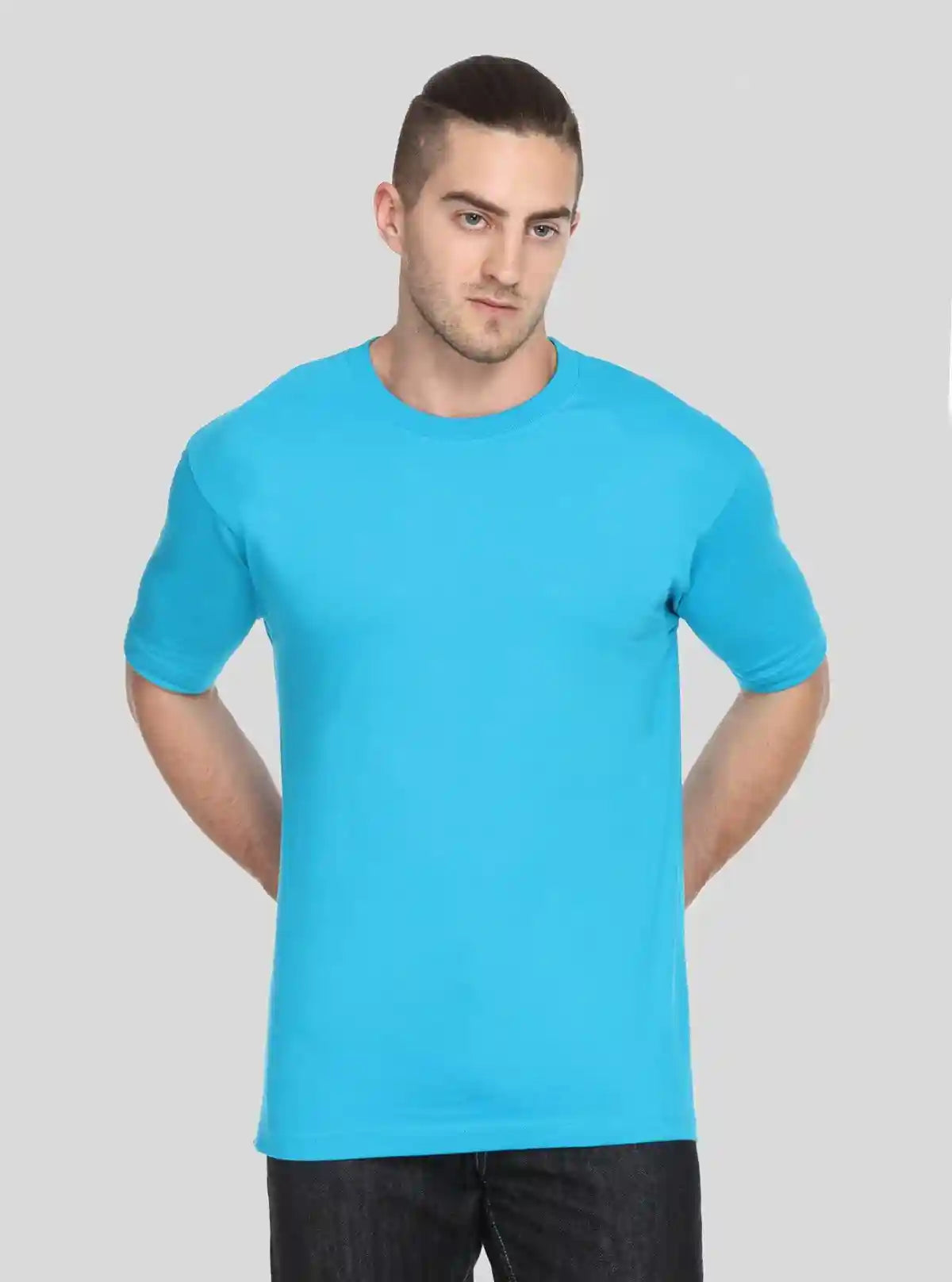Men's Sky Blue Basic Crew Neck T-Shirt – Light, Cool & Everyday Essential | Buy Online at  Boer and Fitch