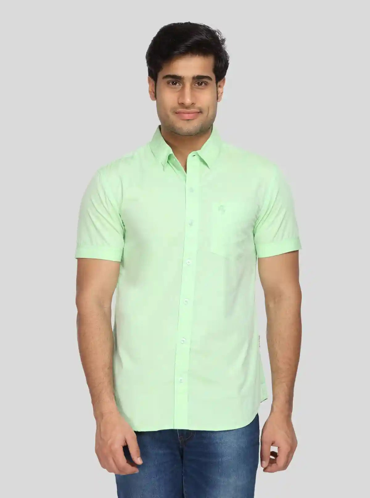Men's Soft Green Cotton Shirt – Comfortable, Minimal & Everyday Essential | Buy Online at  Boer and Fitch