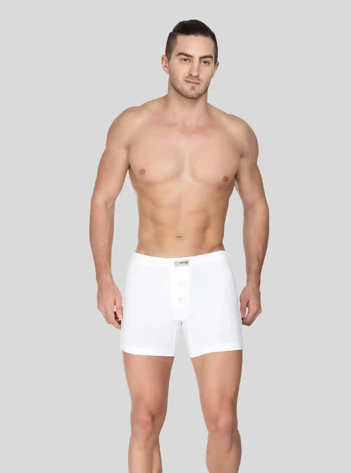 Men’s Solid White Buttoned Trunks | Soft Cotton Stretch Innerwear | Buy Online at  Boer and Fitch