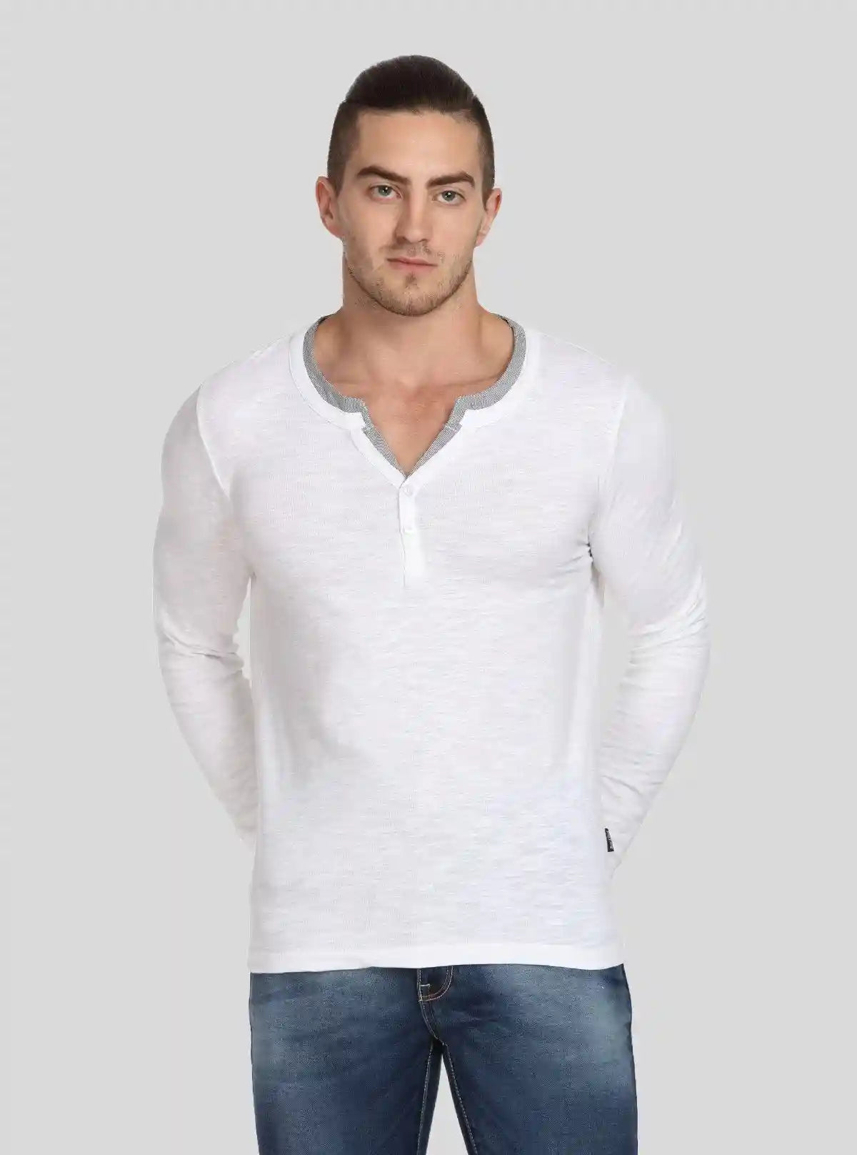 Men’s Tinted White Henley T-Shirt – Classic Style with a Modern Twist | Buy Online at  Boer and Fitch