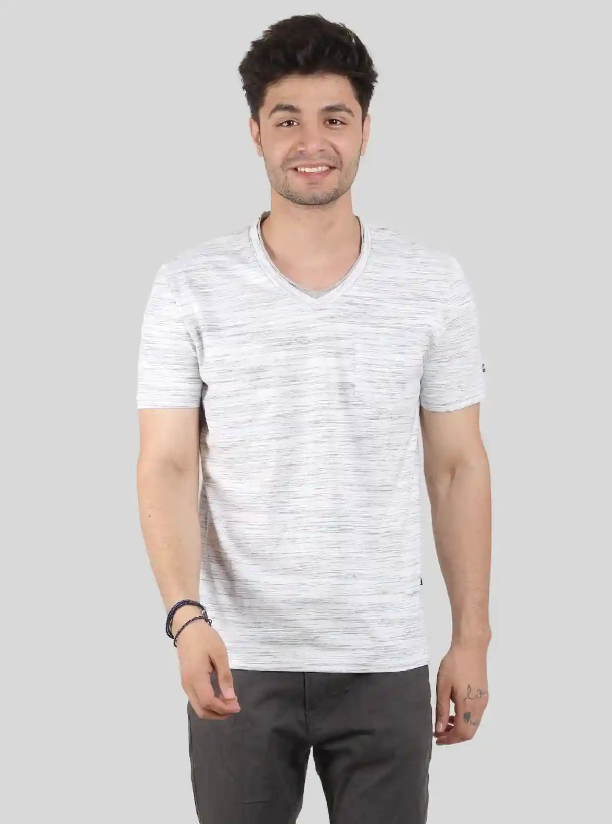 Men's Tinted White Slub V-Neck T-Shirt – Designer Texture & Modern Fit | Buy Online at  Boer and Fitch