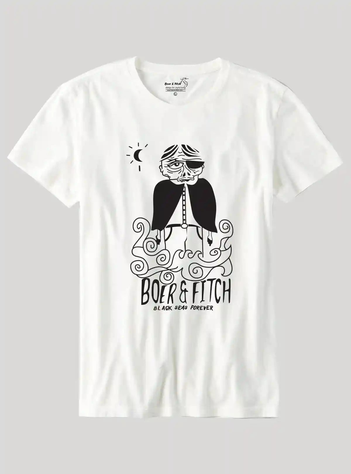 Men's White Crew Neck T-Shirt with Devil Print in 100% Cotton Jersey | Buy Online at  Boer and Fitch