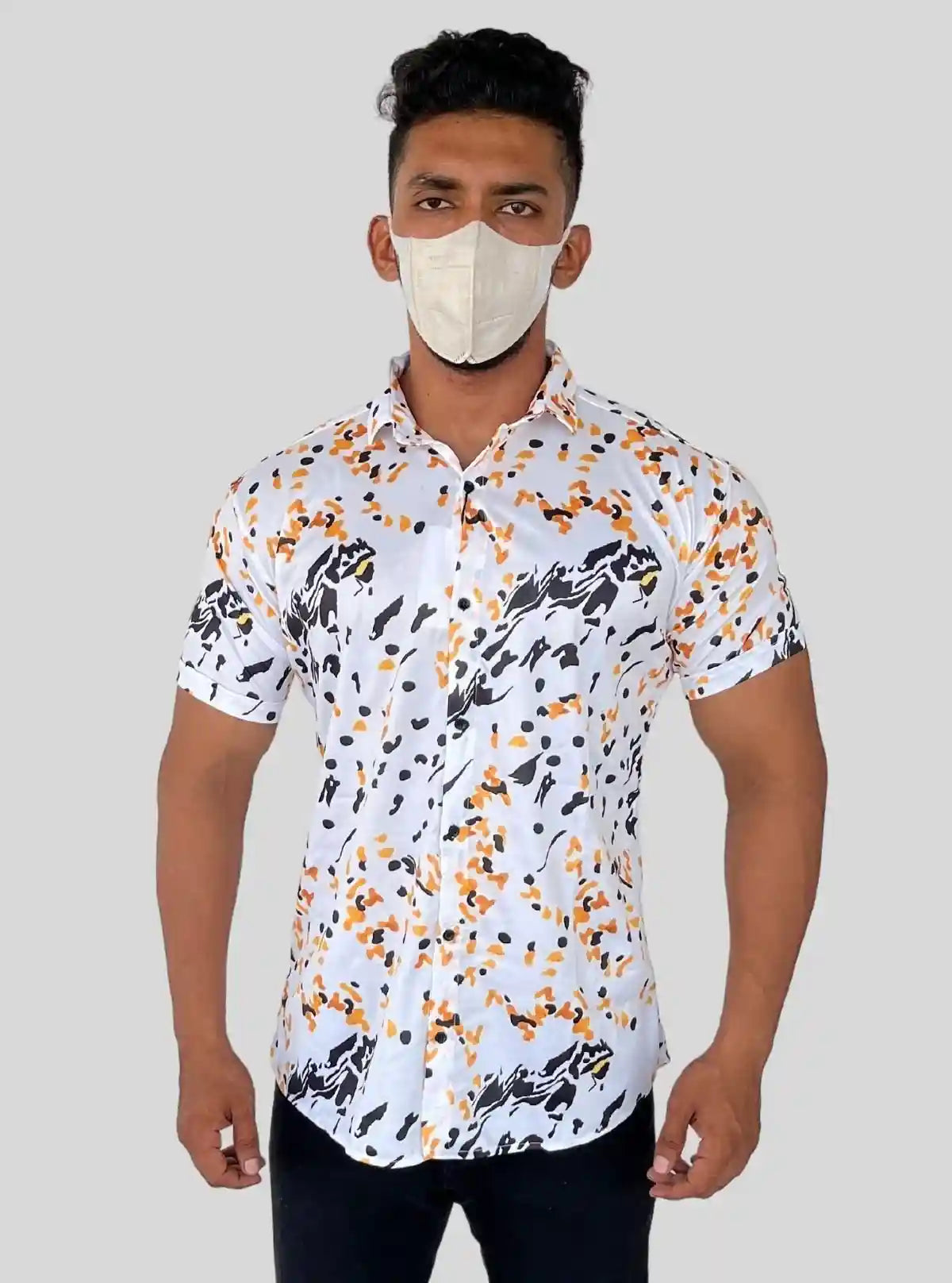Men’s White Shirt with All-Over Graphic Print | Boer & Fitch | Buy Online at  Boer and Fitch