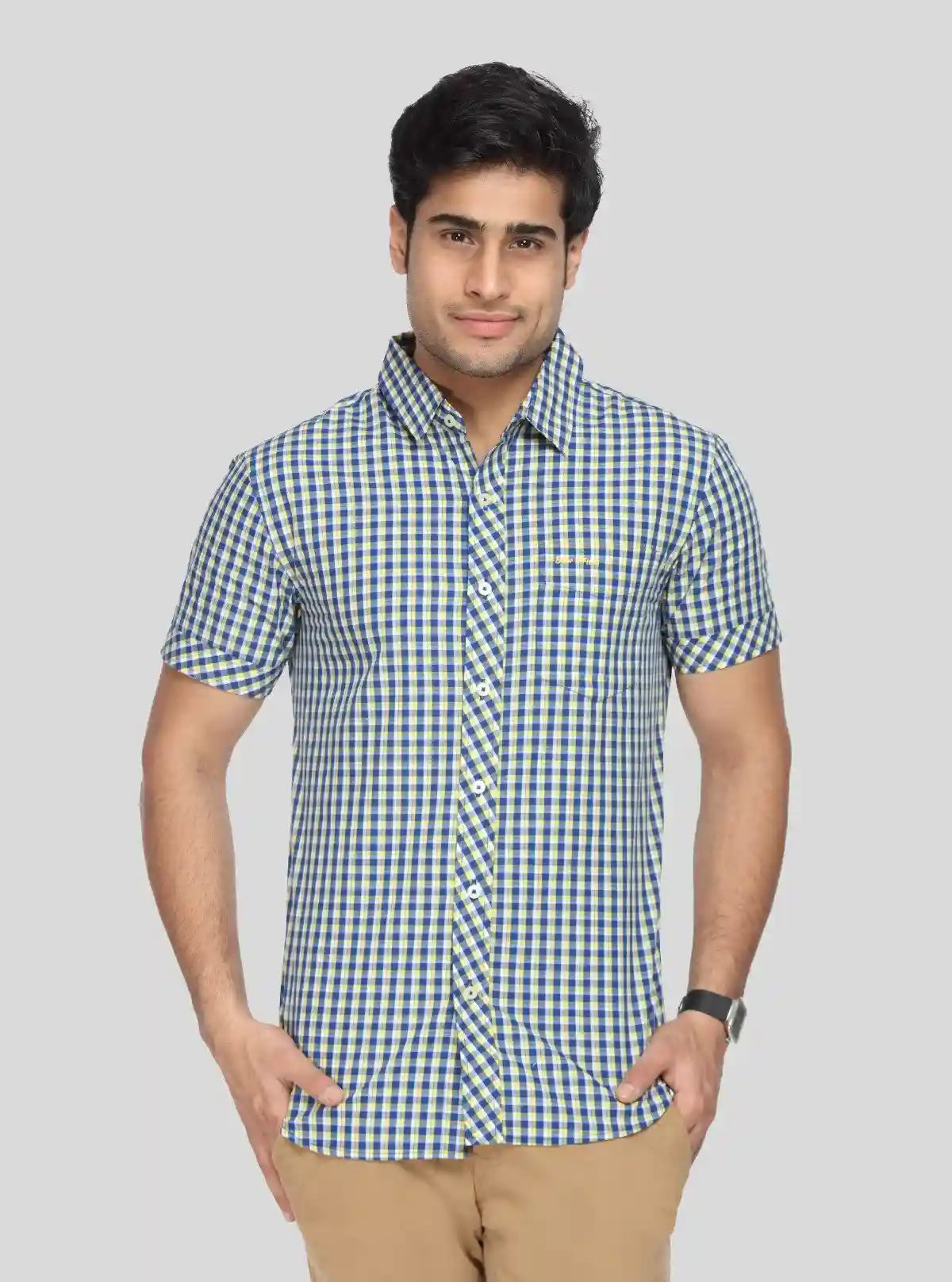 Men's Yellow Small Checked Half Sleeve Shirt – Fresh, Vibrant & Easygoing | Buy Online at gep32c-qs.myshopify.com