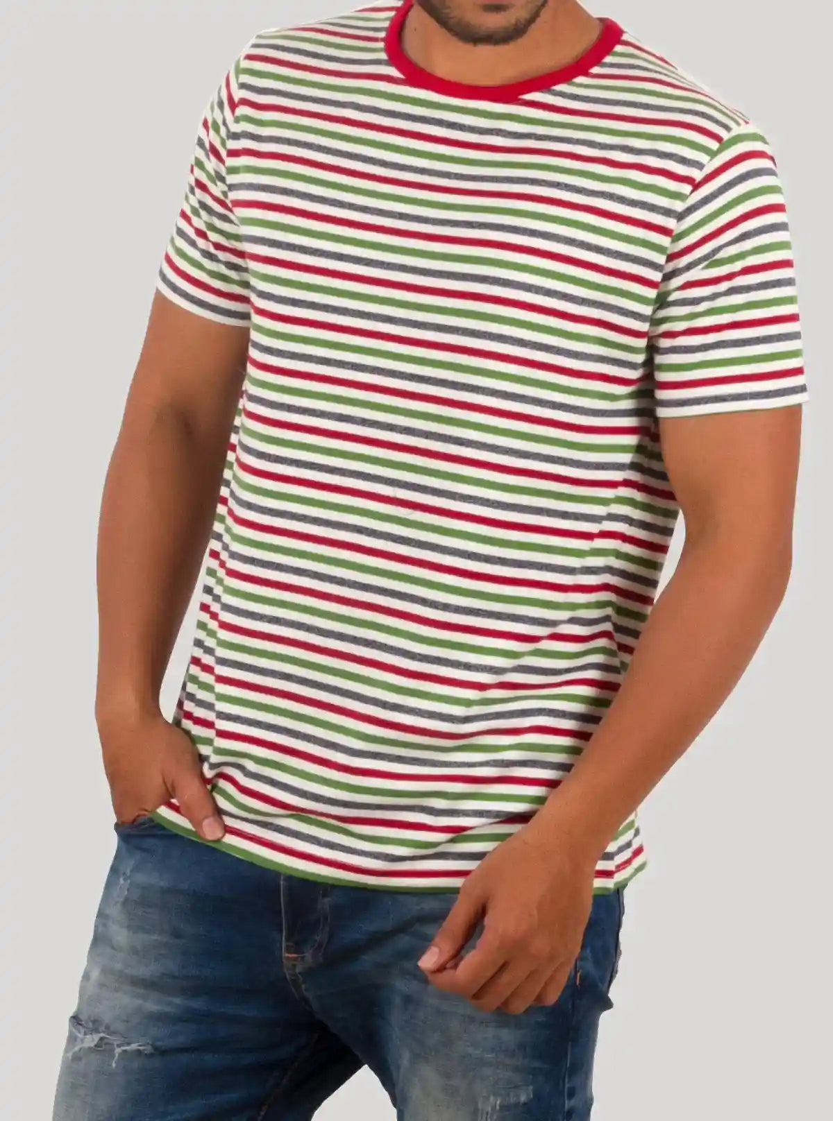 Multicolor Striped Round Neck T-Shirt for Men – Boer and Fitch | Buy Online at  Boer and Fitch