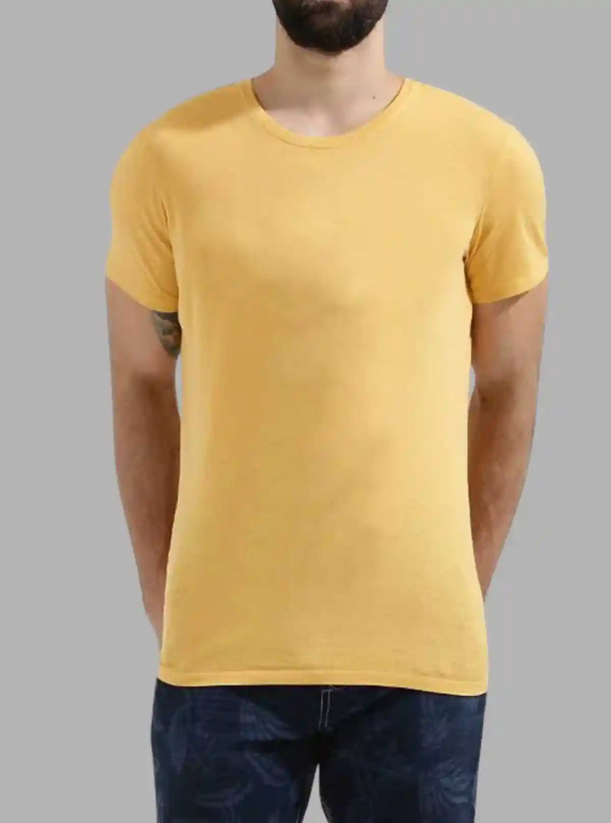 Mustard Crew Neck T-Shirt for Men – Boer and Fitch | Buy Online at  Boer and Fitch