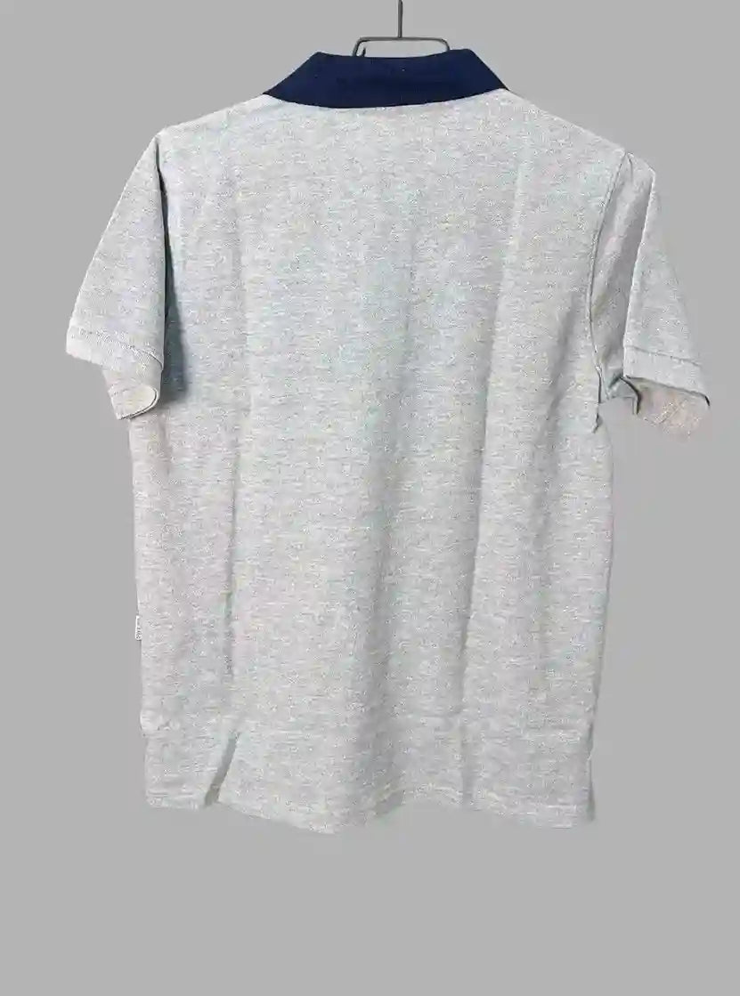 Navy Collared Grey Polo T-Shirt – Premium Cotton by Boer & Fitch