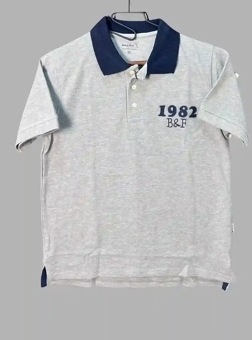 Navy Collared Grey Polo T-Shirt – Premium Cotton by Boer & Fitch