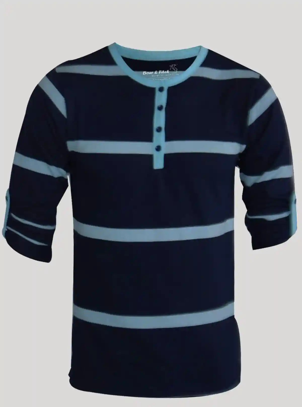 Navy Striped Henley T-Shirt for Men – Casual Style by Boer and Fitch | Buy Online at  Boer and Fitch