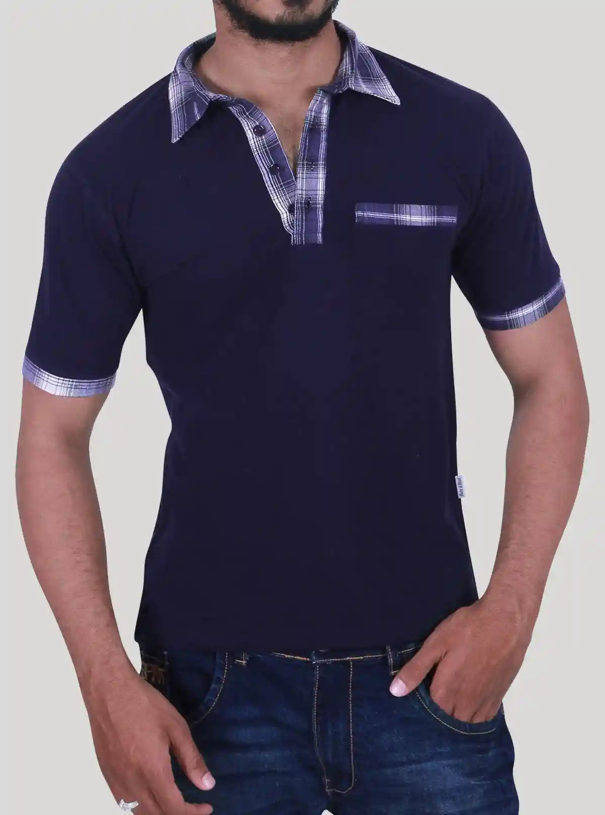 Navy Twill Collar Polo T-Shirt for Men – Classic Cotton Polo by Boer and Fitch | Buy Online at  Boer and Fitch