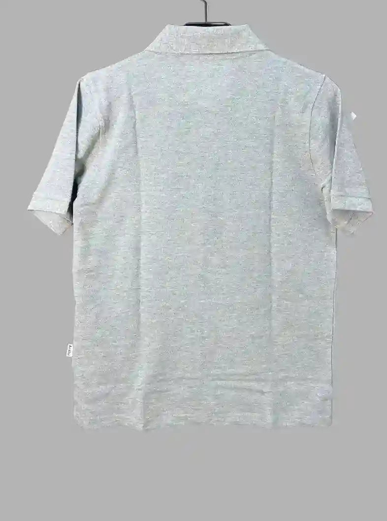 Grey Melange Chest Embroidery Polo T-Shirt for Men – Boer and Fitch