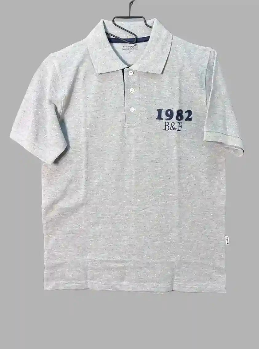 Grey Melange Chest Embroidery Polo T-Shirt for Men – Boer and Fitch
