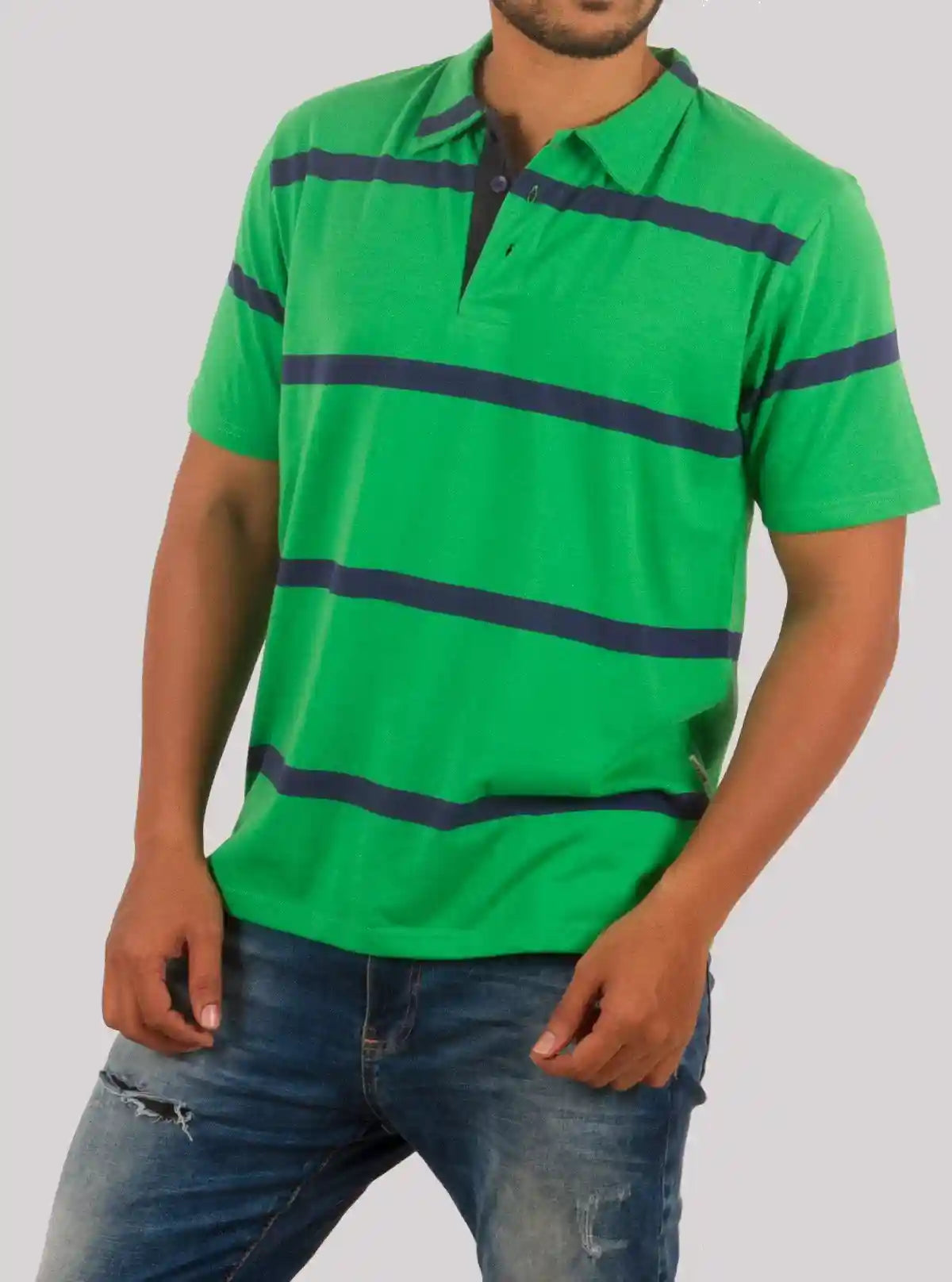Parrot Green Striped Polo T-Shirt for Men – Stylish Casual by Boer and Fitch | Buy Online at  Boer and Fitch