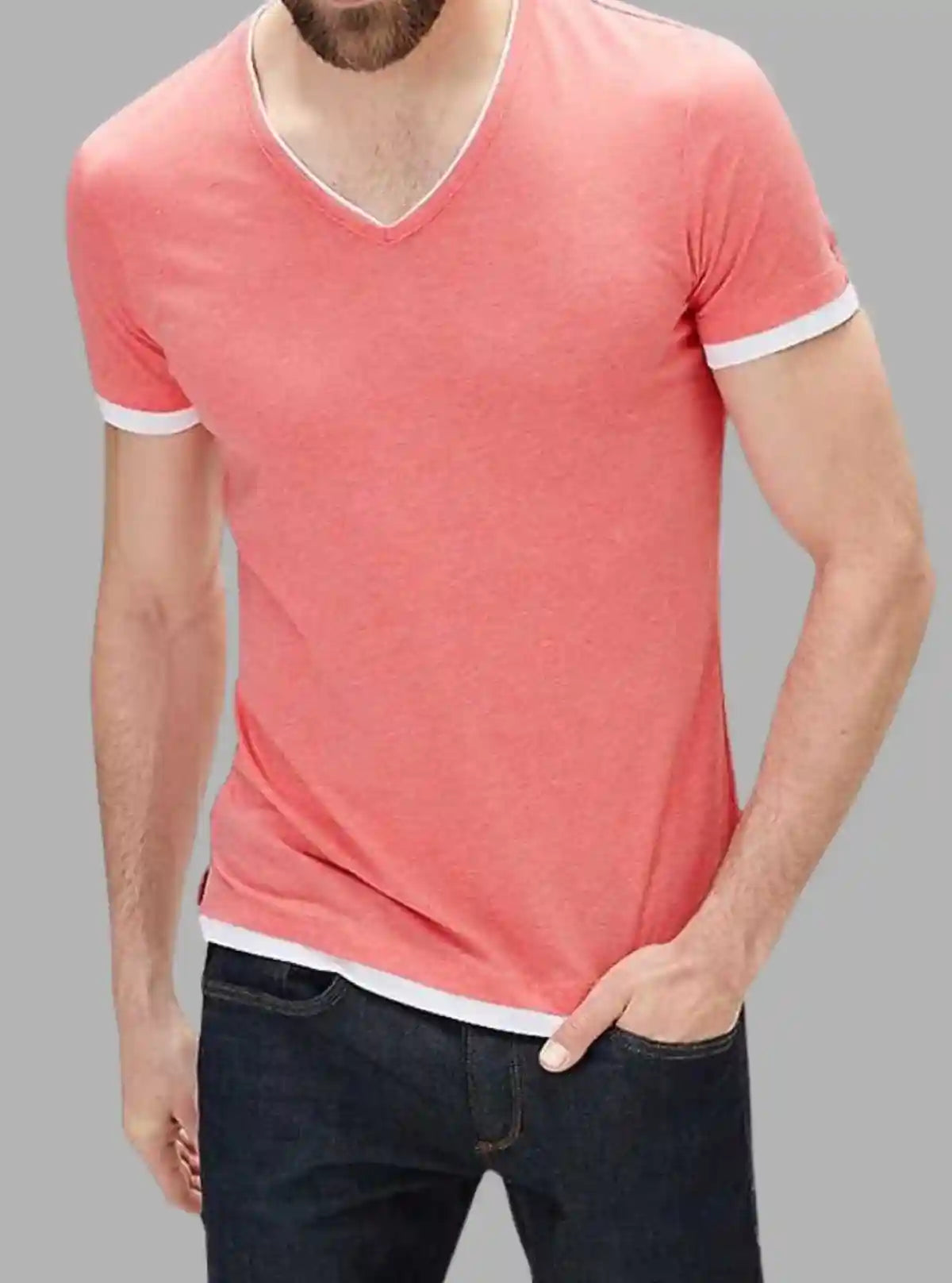 Pink V-Neck T-Shirt for Men – Stylish Casual Cotton Tee by Boer and Fitch | Buy Online at  Boer and Fitch