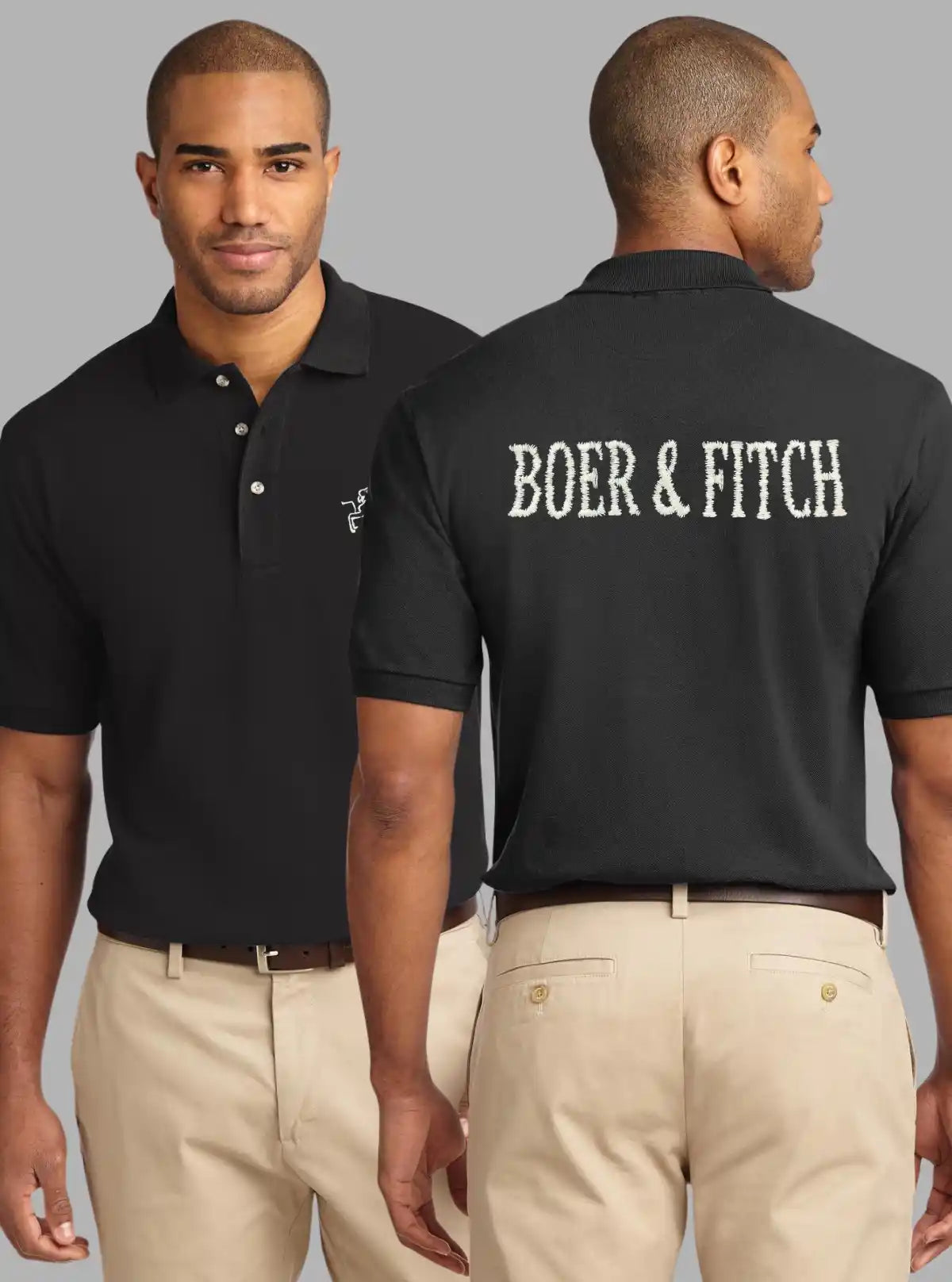 Black Embroidery Polo T-Shirt for Men – Stylish Cotton Polo by Boer and Fitch