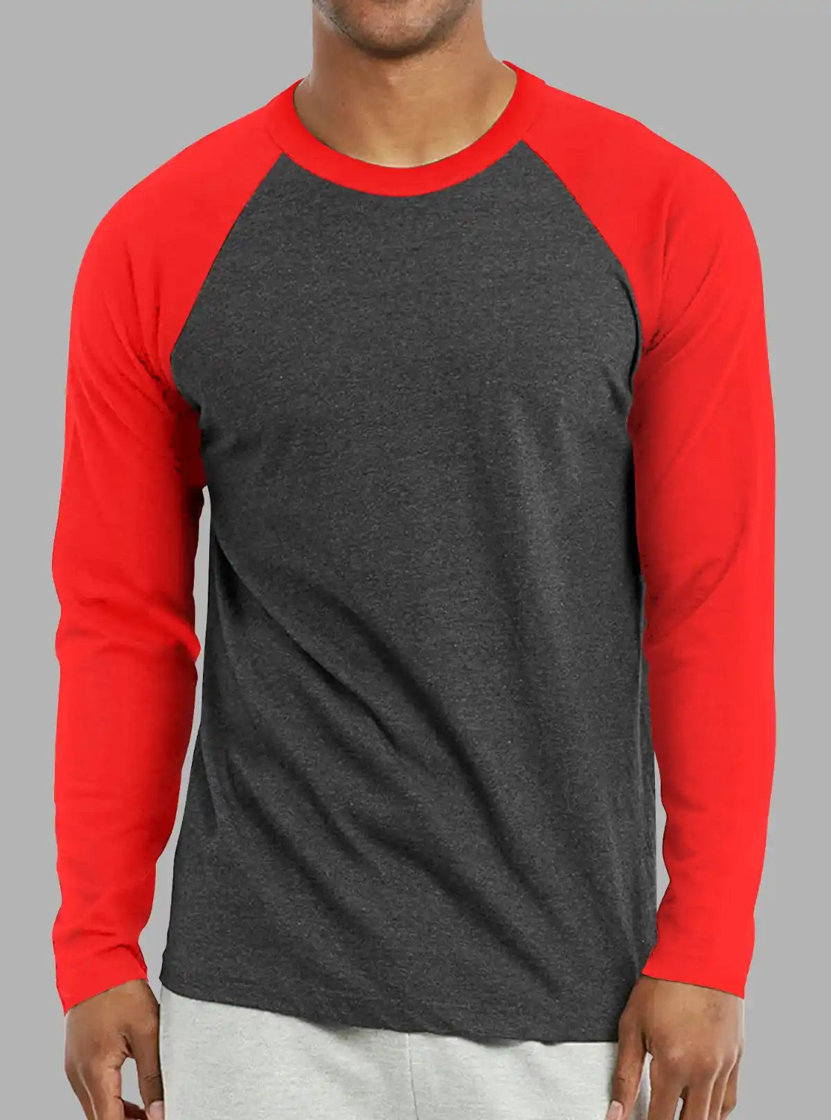 Red Contrast Raglan T-Shirt for Men – Casual Cotton Tee by Boer and Fitch