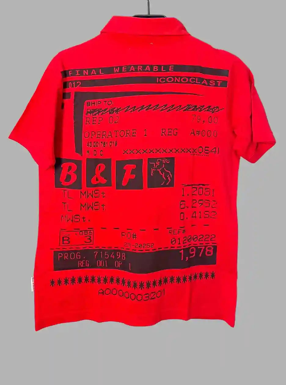 Printed Red Self Collar Polo T-Shirt for Men – Stylish Polo by Boer and Fitch