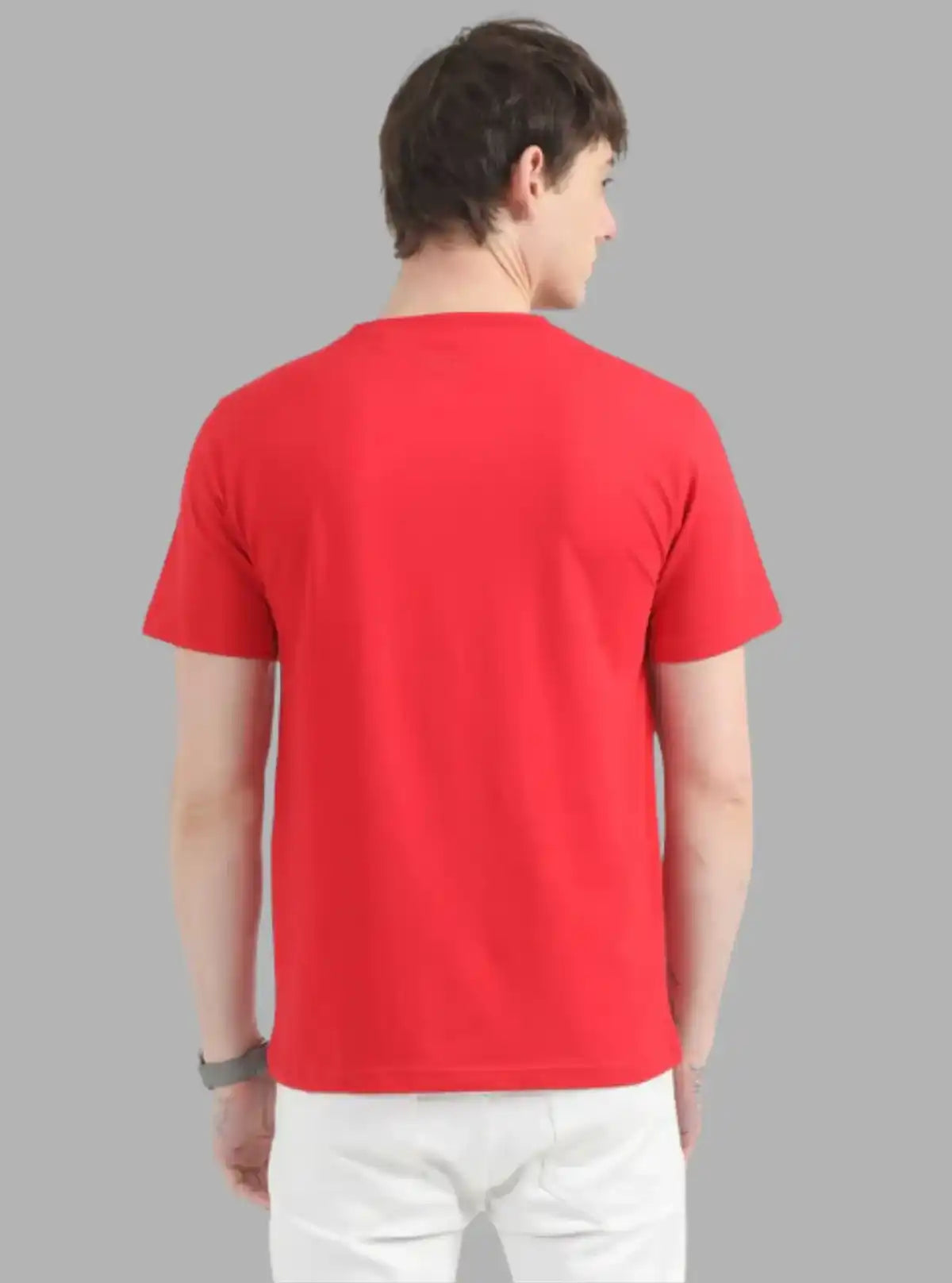 Men's Red Basic Crew Neck T-Shirt – Bold Everyday Essential in Soft Cotton