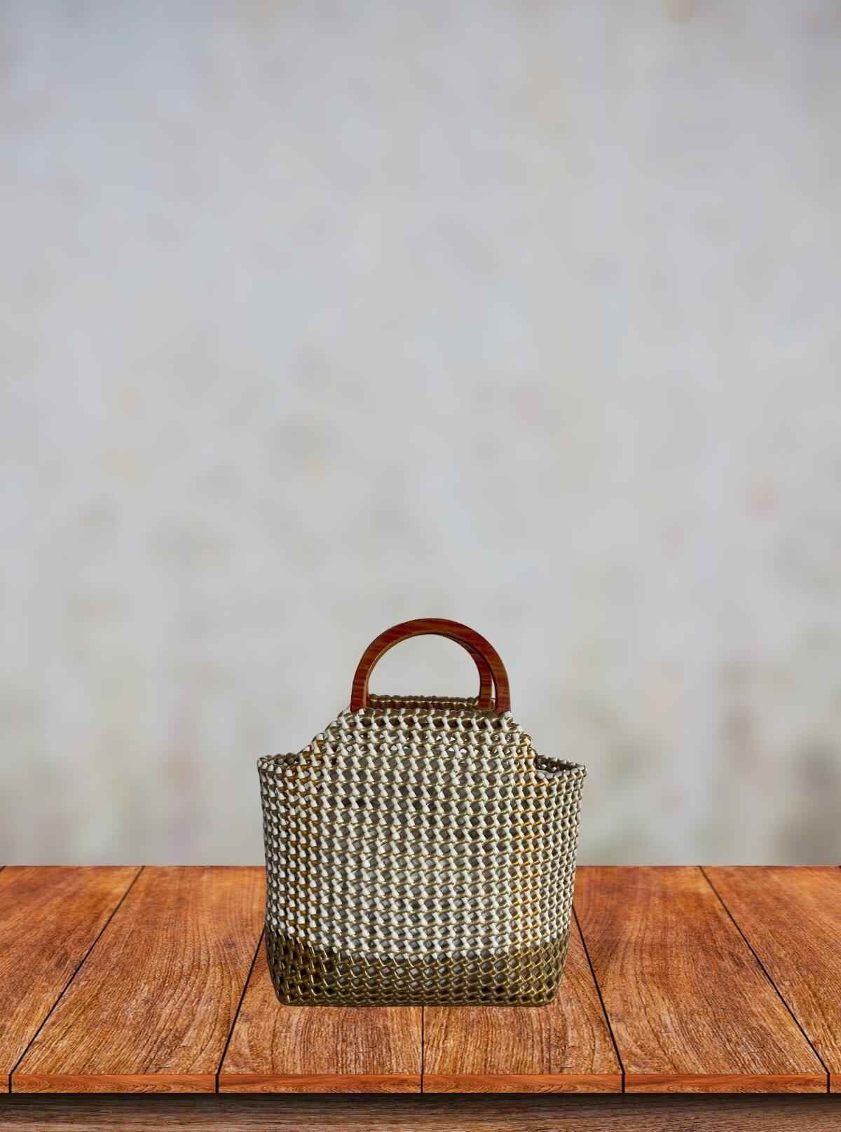Round Handle Tote — Cream & Light Brown Bag from Boer and Fitch | Buy Online at gep32c-qs.myshopify.com