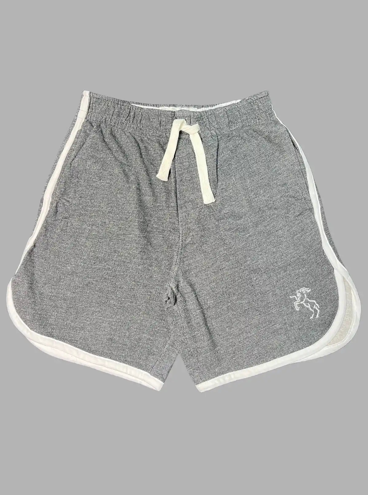 Men’s Charcoal Melange Cotton Fleece Shorts with White Piping – Boer & Fitch