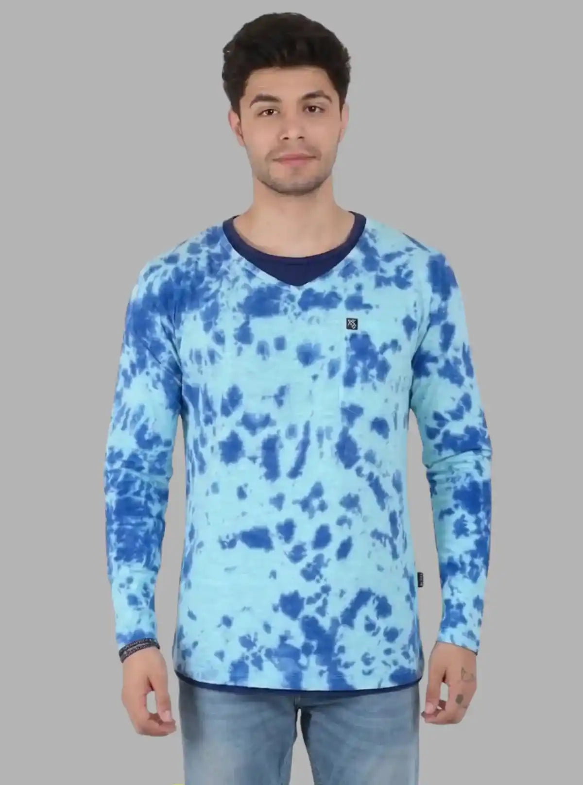 Men’s Pastel Blue Tie and Dye T‑Shirt – Soft Cotton Summer Essential