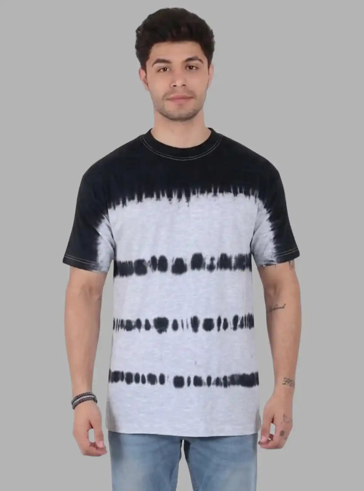 Men’s Tinted White and Black Tie and Dye T‑Shirt – Urban Streetwear Cotton Tee