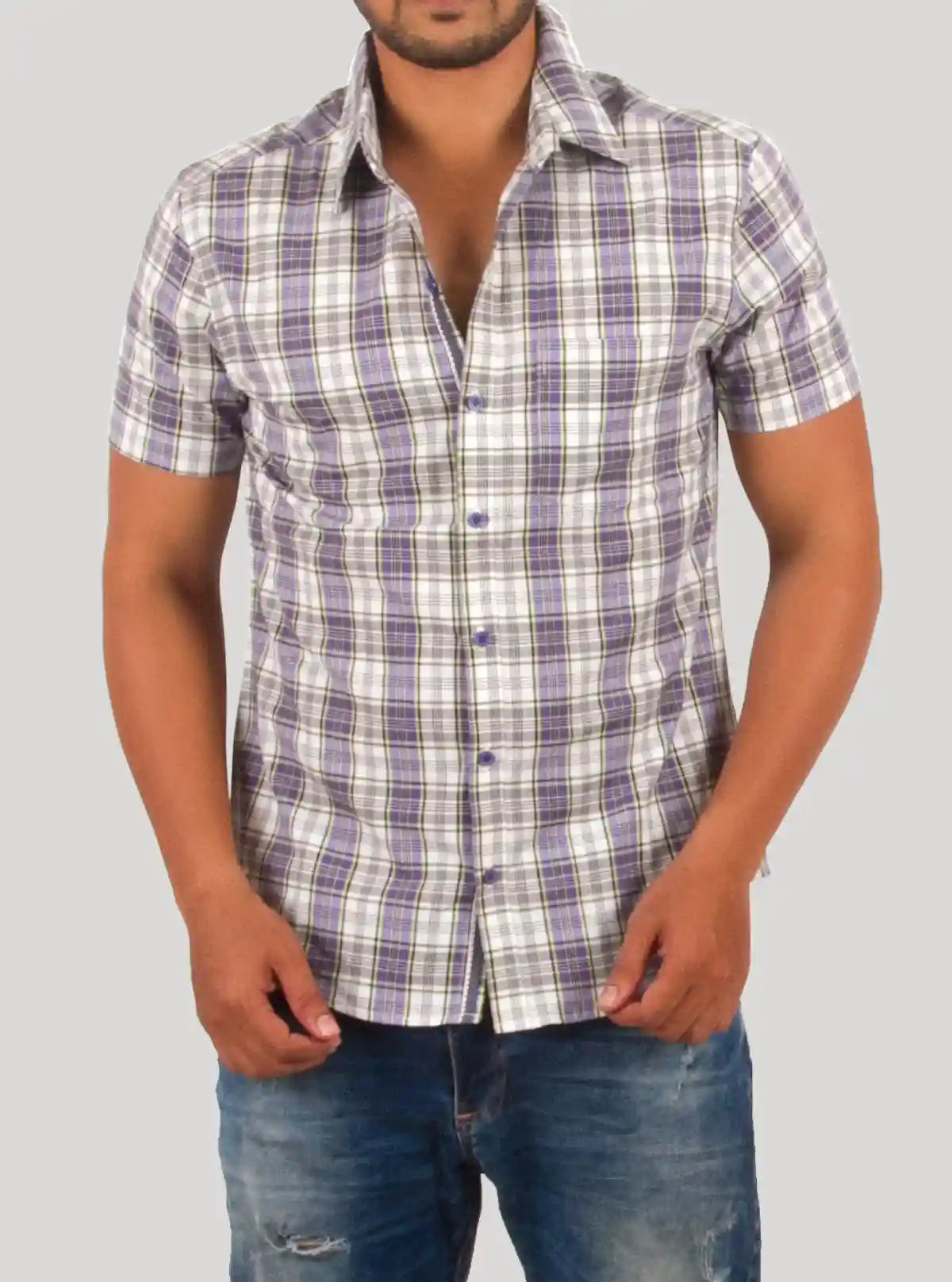 Two-Tone Checked Half Sleeve Casual Shirt for Men – Boer and Fitch | Buy Online at  Boer and Fitch