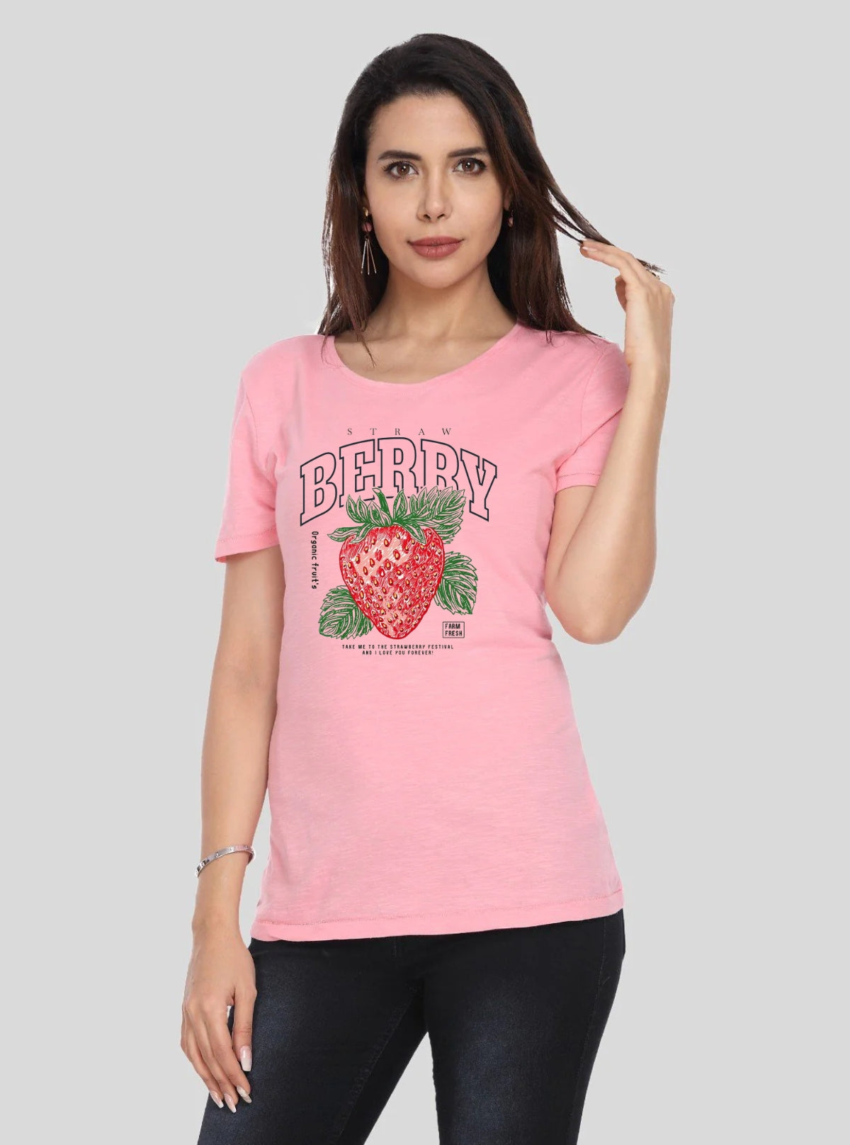 Boer and Fitch Pink Paradise Print Cotton T-Shirt