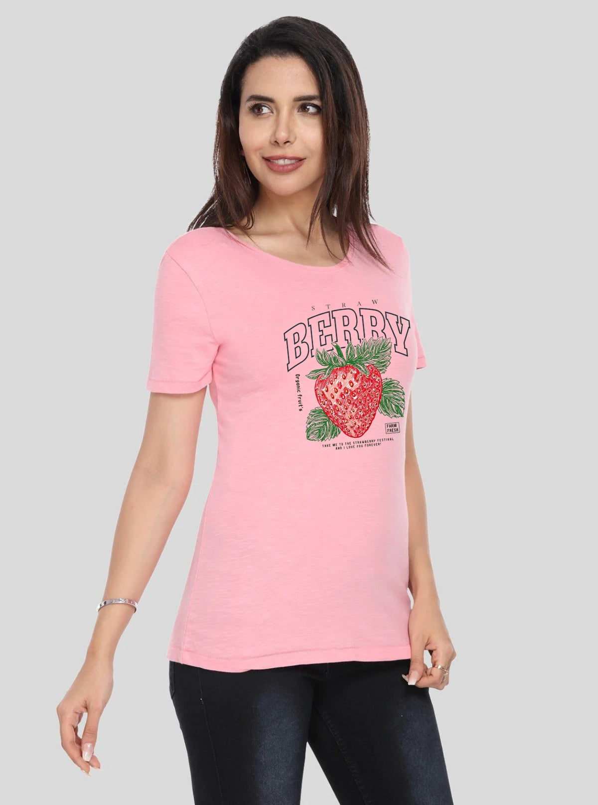 Boer and Fitch Pink Paradise Print Cotton T-Shirt