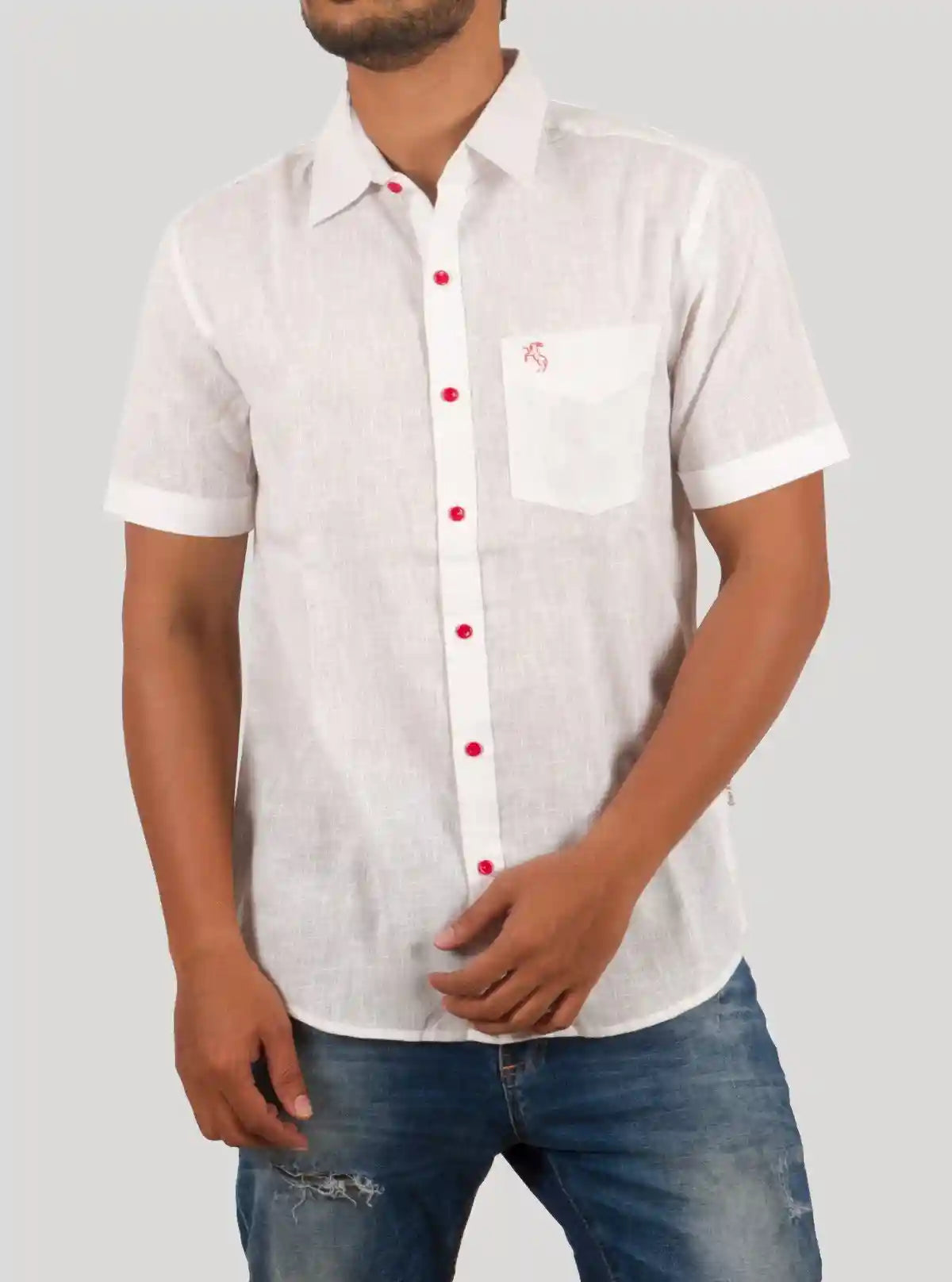 White Linen Blend Half Sleeve Shirt for Men – Boer and Fitch | Buy Online at  Boer and Fitch