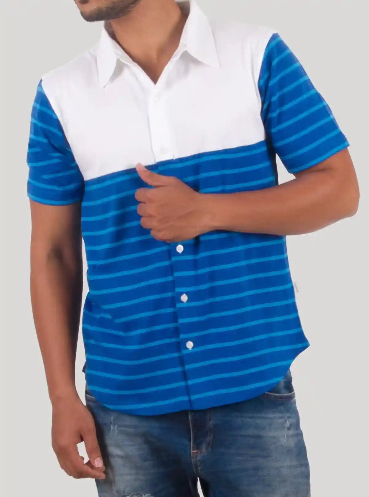 White & Royal Blue Striped Polo T-Shirt for Men – Boer and Fitch | Buy Online at  Boer and Fitch