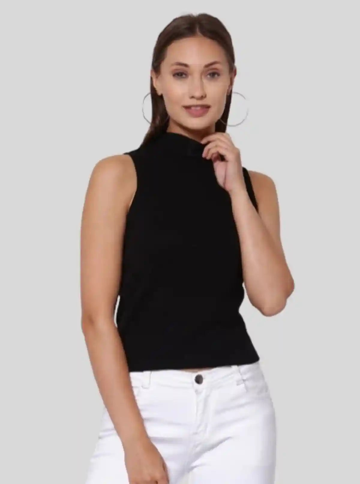 Women's Black Sleeveless Turtle Neck Top – Classic & Chic Style | Buy Online at  Boer and Fitch