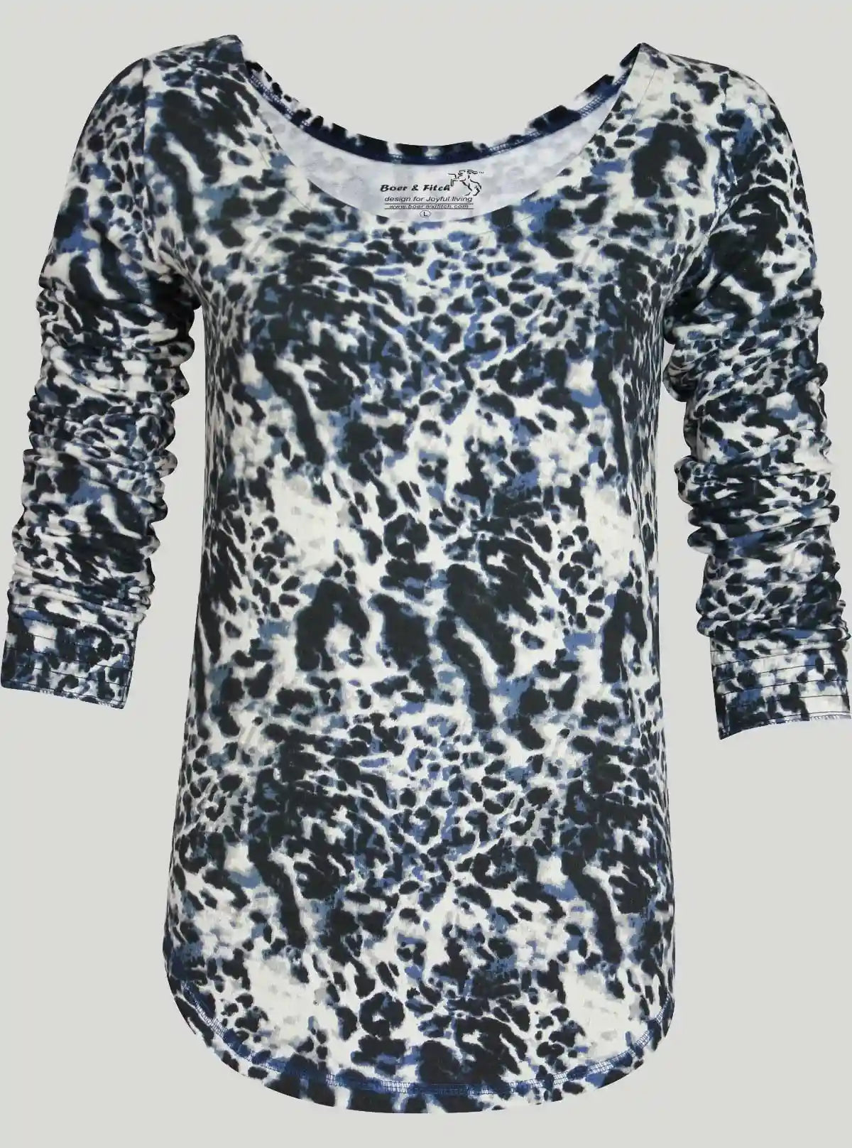 Women’s Blue Distress Printed Top – Trendy & Stylish | Boer & Fitch | Buy Online at  Boer and Fitch