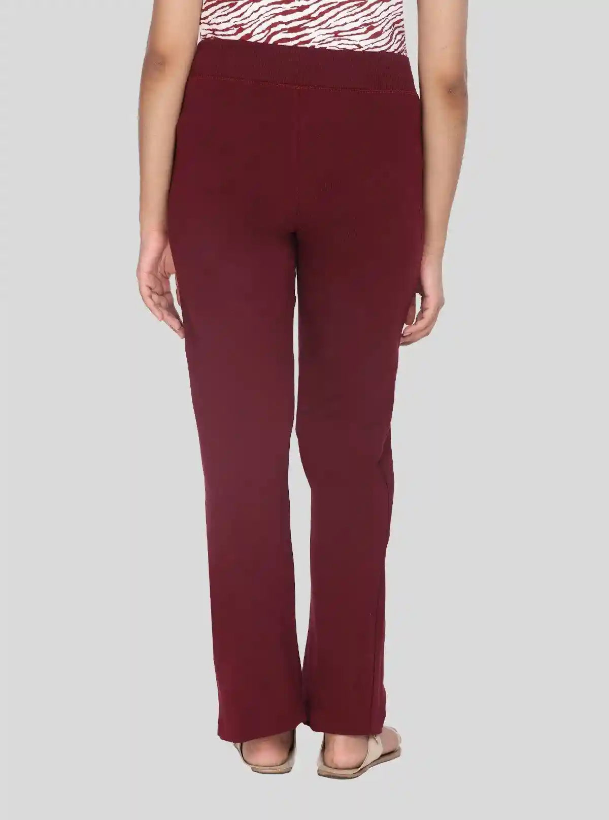 Women’s Burgundy Relaxed Fit Cotton Elastane Jersey Knit Trousers | Buy Online at  Boer and Fitch