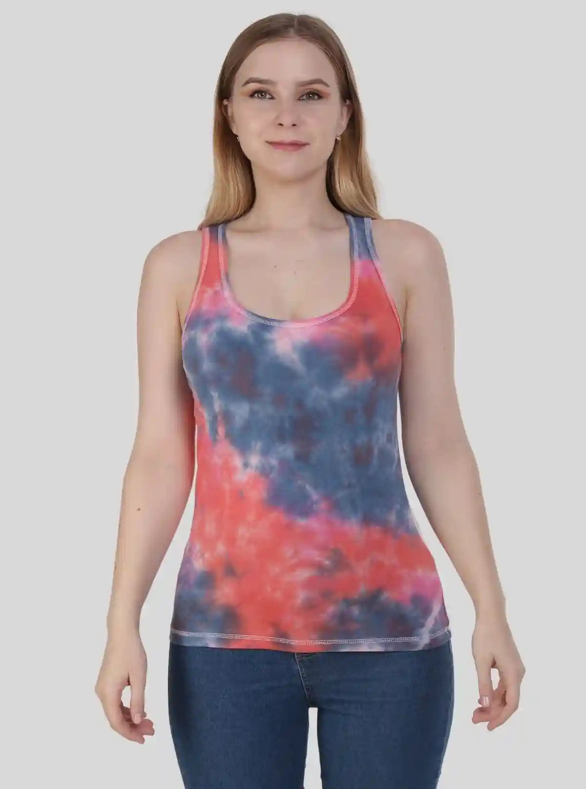 Women's Coral Tie and Dye Sleeveless Cotton Elastane Jersey Top by Boer & Fitch | Buy Online at gep32c-qs.myshopify.com