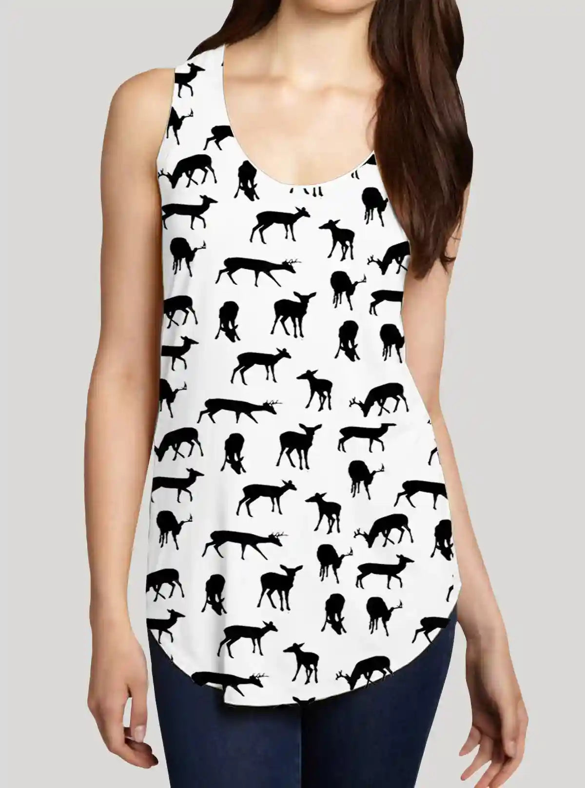 Women’s Deer Printed Sleeveless T-Shirt – Stylish & Comfortable | Boer & Fitch | Buy Online at  Boer and Fitch