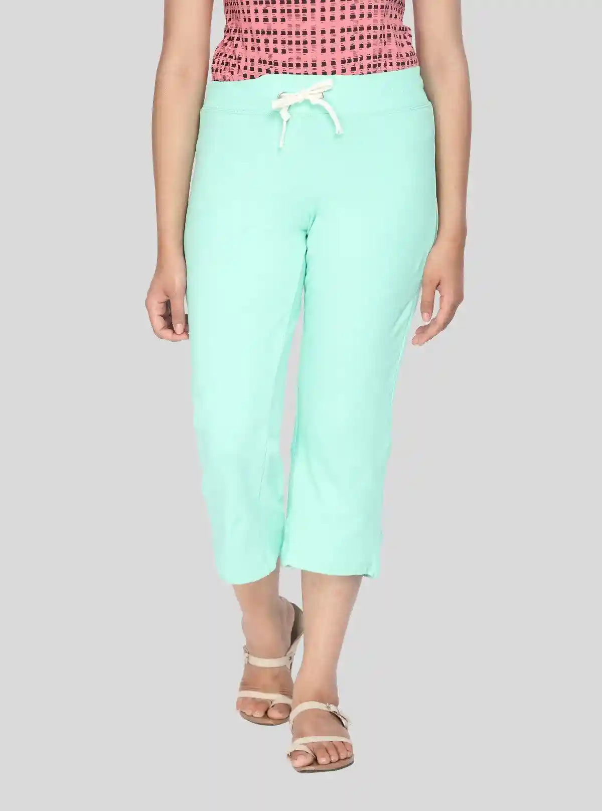 Women’s Green Relaxed Fit Cotton Jersey Capri – Comfort Meets Casual Style | Buy Online at  Boer and Fitch