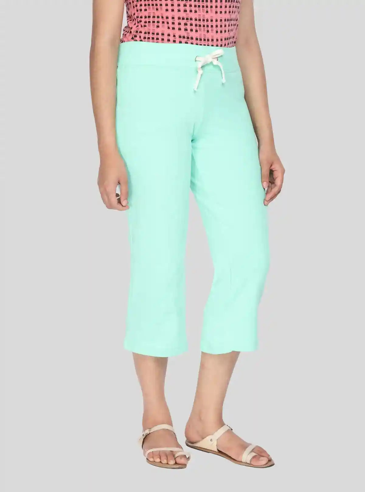 Women’s Green Relaxed Fit Cotton Jersey Capri – Comfort Meets Casual Style | Buy Online at  Boer and Fitch