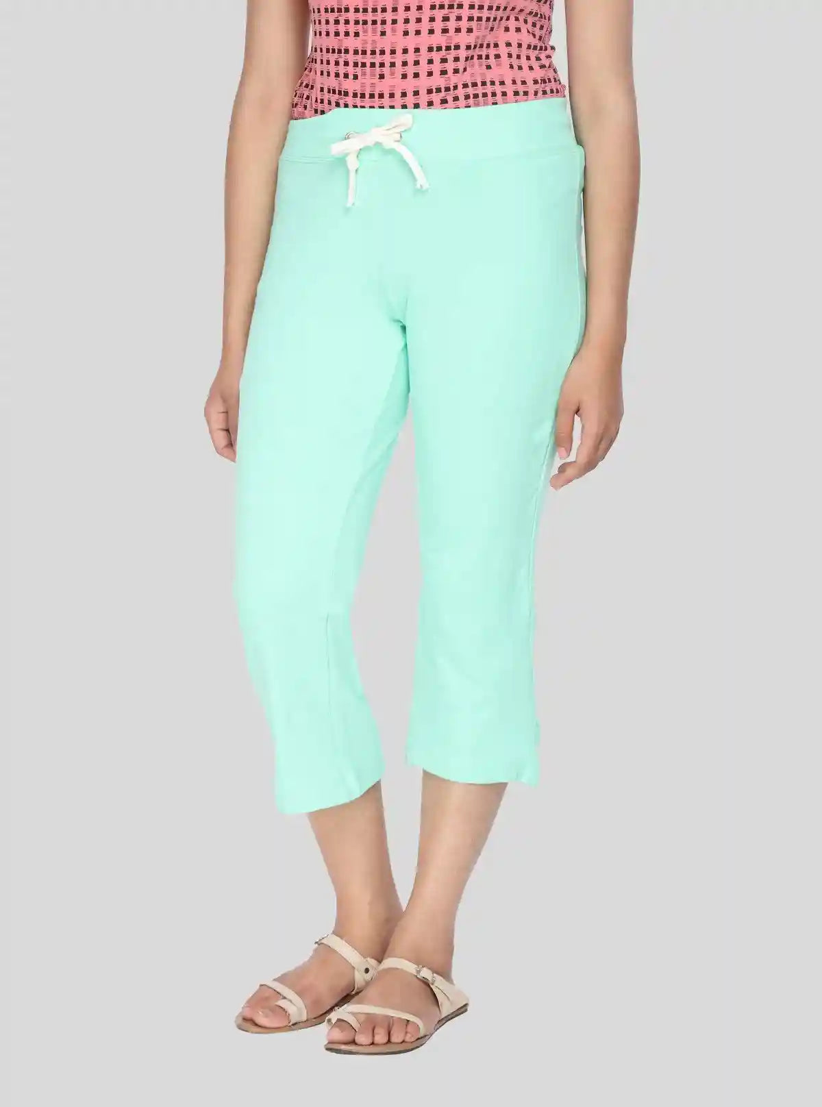 Women’s Green Relaxed Fit Cotton Jersey Capri – Comfort Meets Casual Style | Buy Online at  Boer and Fitch