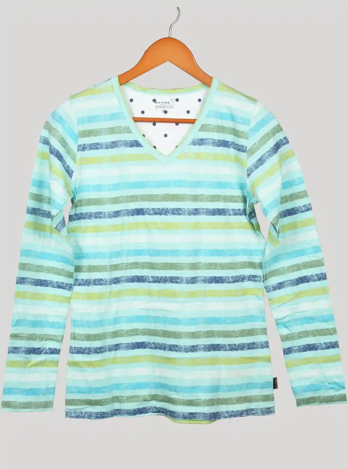 Women’s Green Striped V-Neck Top – Stylish & Comfortable | Boer & Fitch | Buy Online at  Boer and Fitch