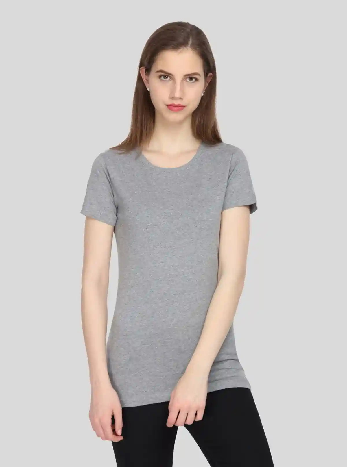 Women's Grey Melange Crew Neck Cotton Jersey Short Sleeve T-Shirt by Boer and Fitch | Buy Online at  Boer and Fitch