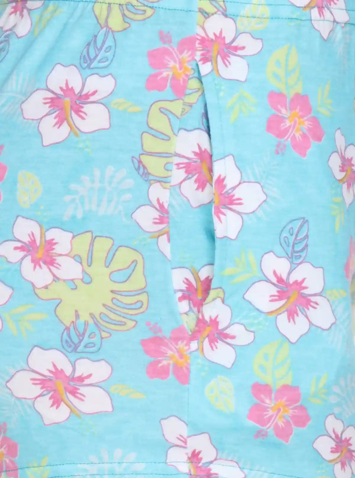 Women’s Light Blue Floral Cotton Jersey Shorts – Soft, Fresh & Feminine Fit | Buy Online at  Boer and Fitch